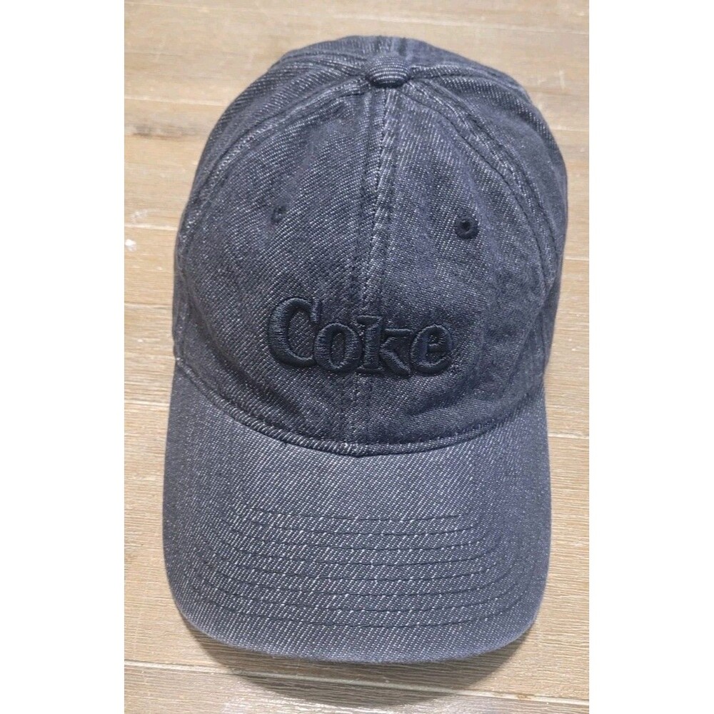 COCA-COLA Baseball Cap Strap Back Sz One Size Black Denim Hat 23635 COKE Adjust